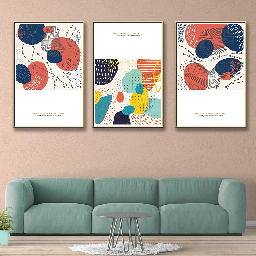 

HD Printed Nordic Modern Art Fresh Abstract Triptych Poster Art Print Canvas Painting Picture For Living Room Decoratie