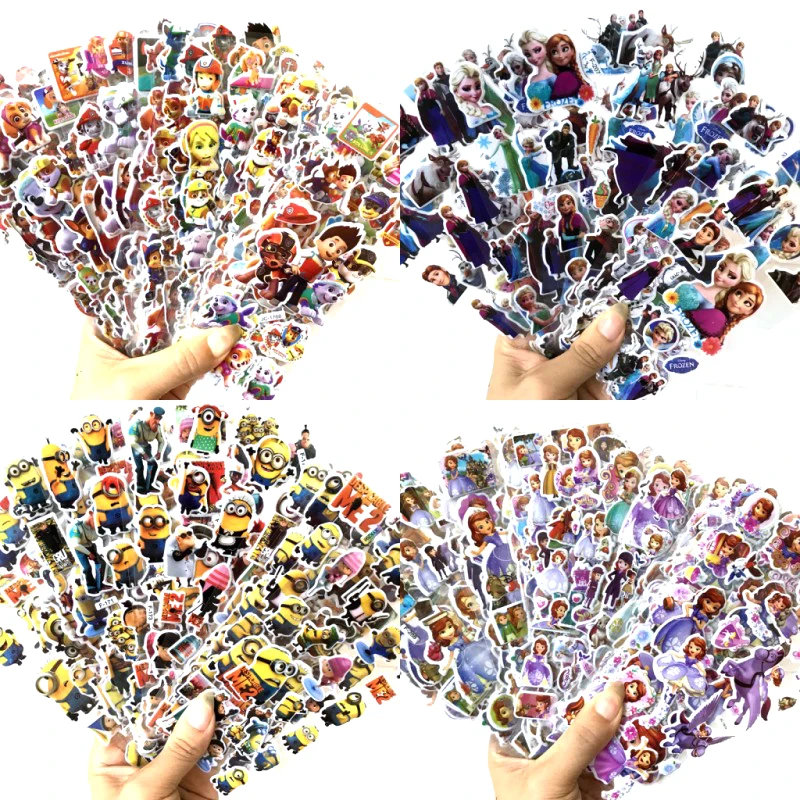 6-12Sheets winnei the pooh bear Sticker no repeating cartoon children's Wall Stickers pull bar box guitar personalized graffiti