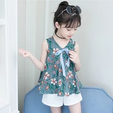 Летнее платье для девочек; Детские хлопковые платья без рукавов; детское платье с цветочным принтом для девочек; модная одежда для девочек