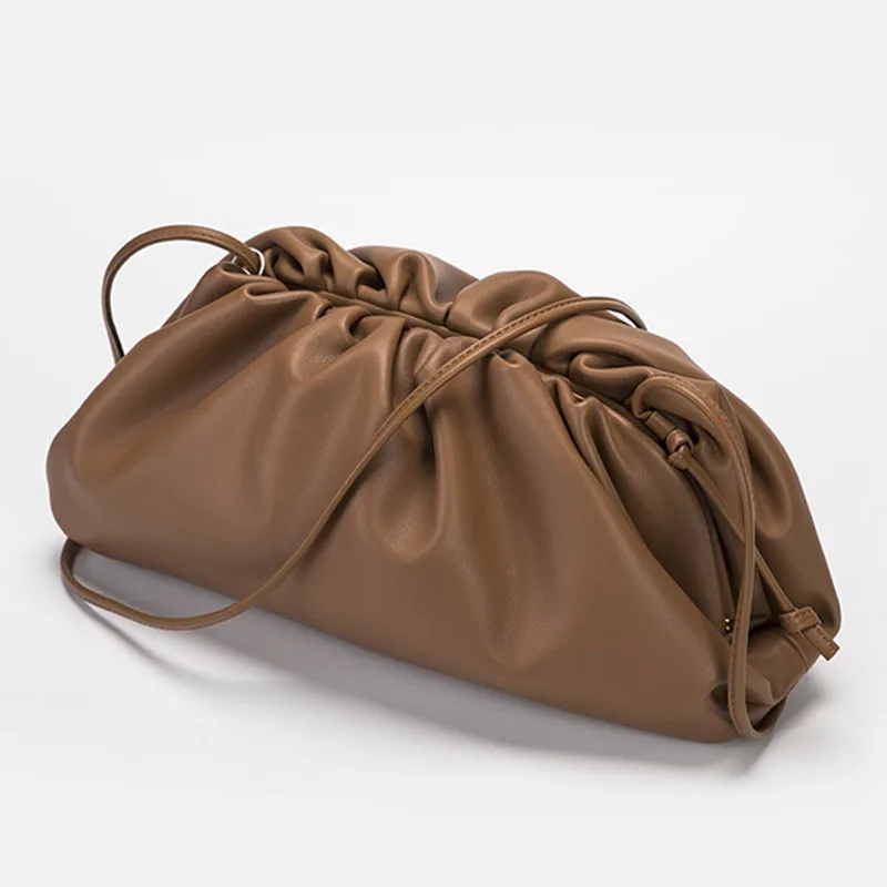 Кожаная женская сумка в форме облака, сумка на одно плечо, маленькая сумка через плечо, складывающаяся ручная сумка, мягкая кожа, маленькая сумка из коровьей кожи