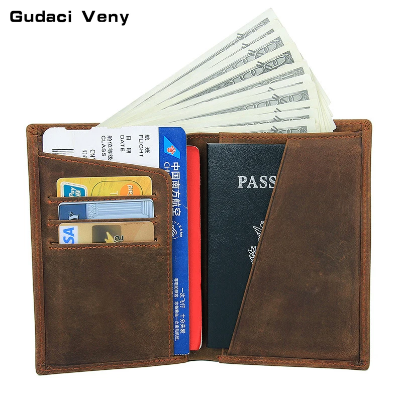 

New leather passport holder passport bag crazy horse leather retro boarding card holder card package first layer leather passpor