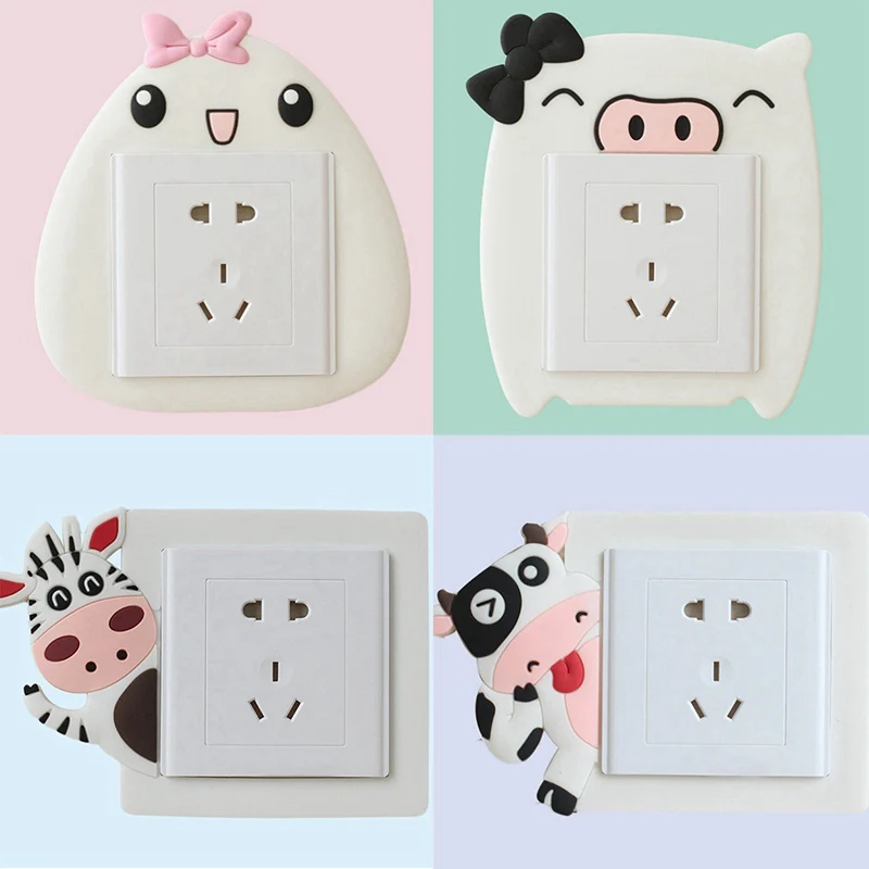 Silicone Cartoon Animal Cow Hen Room Decor 3D Wall On-off Switch Stickers Luminous Light Switch Outlet Home Kids Room Stickers