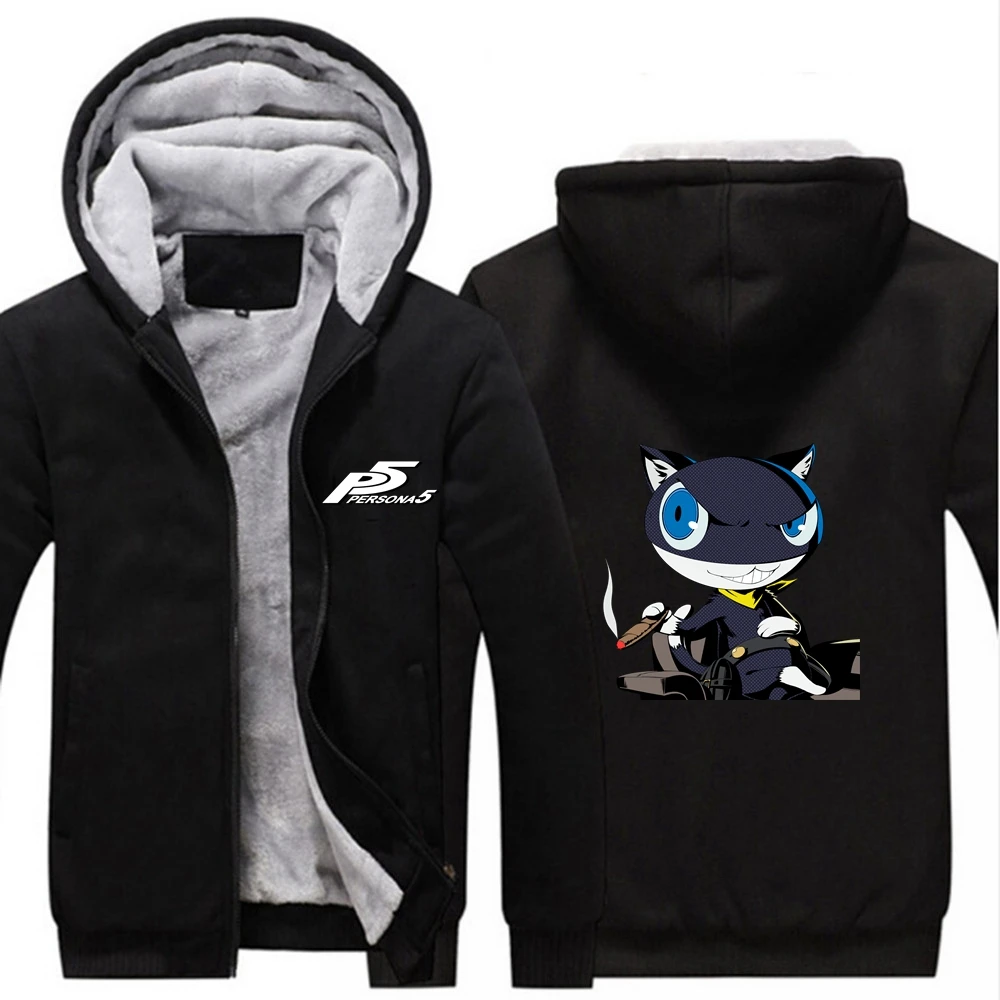 Аниме Persona 5 Nendoroid Косплей Костюм Толстовка PS5 герой пальто куртка зимняя мужская Womne толстое пальто на молнии#4 - Цвет: Black