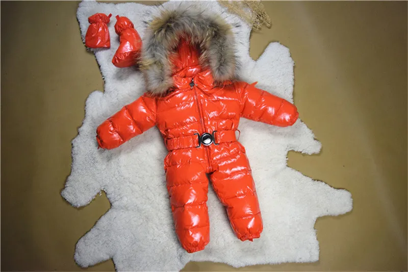 Модная зимняя одежда для малышей пуховое пальто-комбинезон с капюшоном и густым мехом комбинезон для детей от 3 до 36 месяцев, зимний комбинезон для малышей, пальто, верхняя одежда