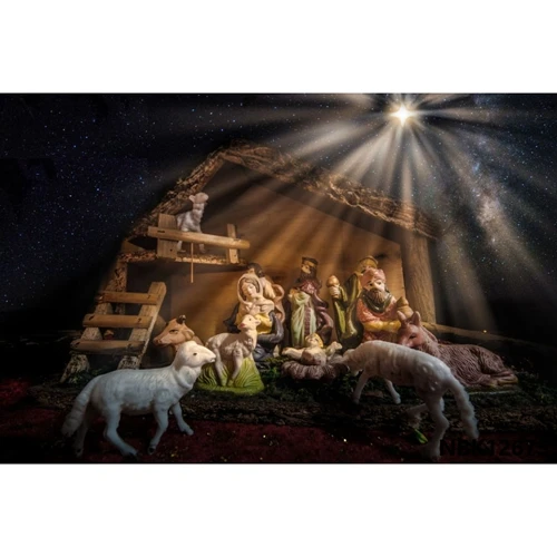 Виниловый фон для фотосъемки с изображением христианского рождения Иисуса Рождества и Рождества - Цвет: Лиловый