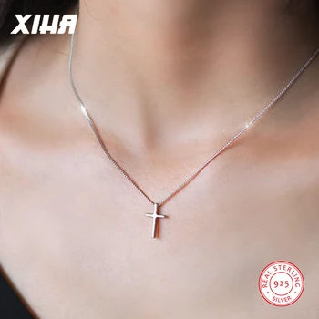 

Woman Vintage Cross Necklace Small 925 Sterling Silver Choker Necklace for Kids Girls Chain Necklaces Pendants Christmas Gift