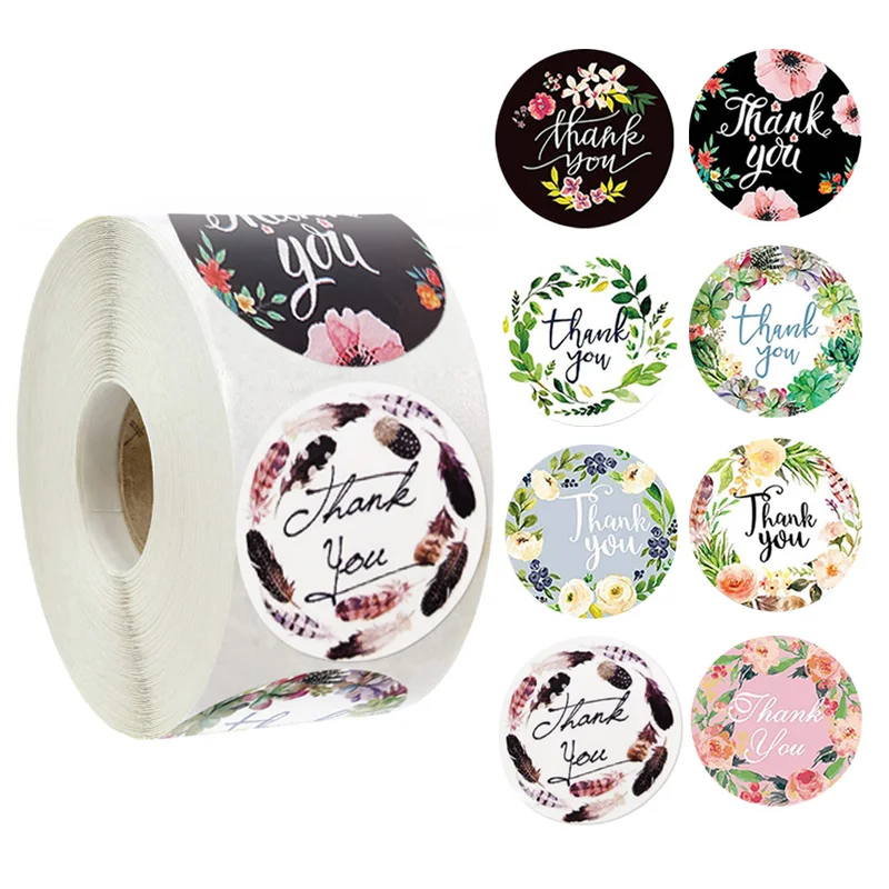 500pcs/roll Multiple Styles label Papers Baking Gift Wedding Decor Party Envelope Round Handmade Sealing Glue Food Sticker | Дом и сад
