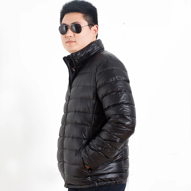 puffer jacket with fur hood Plus Size Autumn Winter Down Jacket Men Casual Stand Collar Ultra Light Parka Coat Outwear Windproof White Duck Down Jacket 10XL long puffer coat