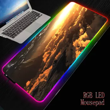 

Mairuige DIY Cloud Dawn Mountain Gaming RGB Large Mouse Pad Computer Mousepad Led Backlight Surface Mause Pad Keyboard Desk Mat