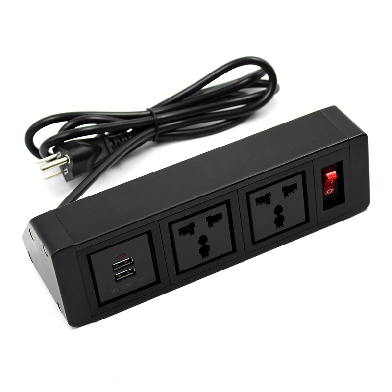 

Pull Pop Up Electrical 3 Socket 2 USB Kitchen Retractable Office Metting Desk Table Socket