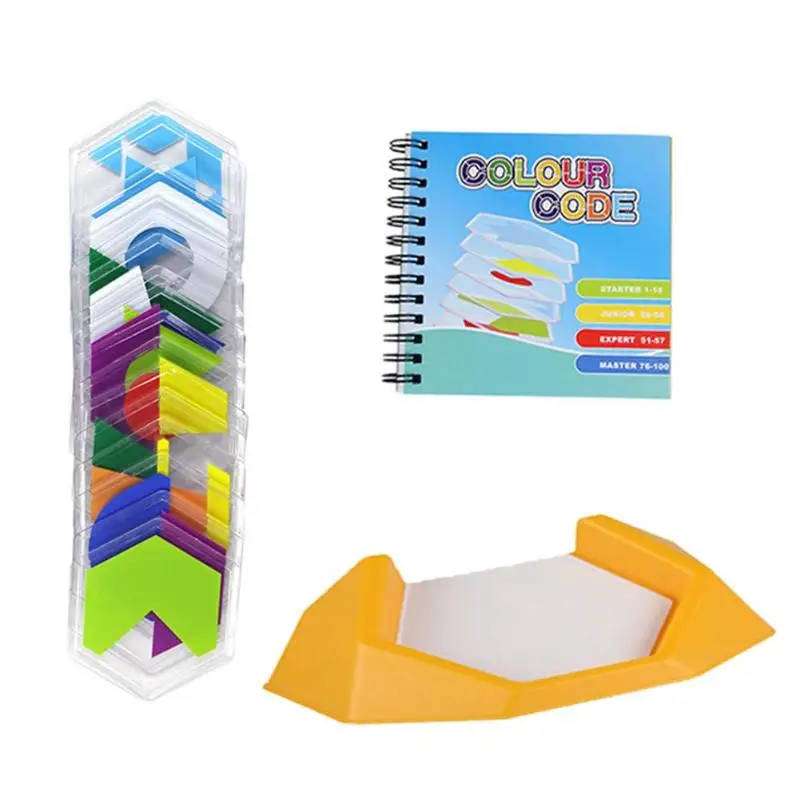 100 Challenge color Code Tangram игра-головоломка пространственные навыки мышления игрушки головоломки подходят для детей - Цвет: As Show