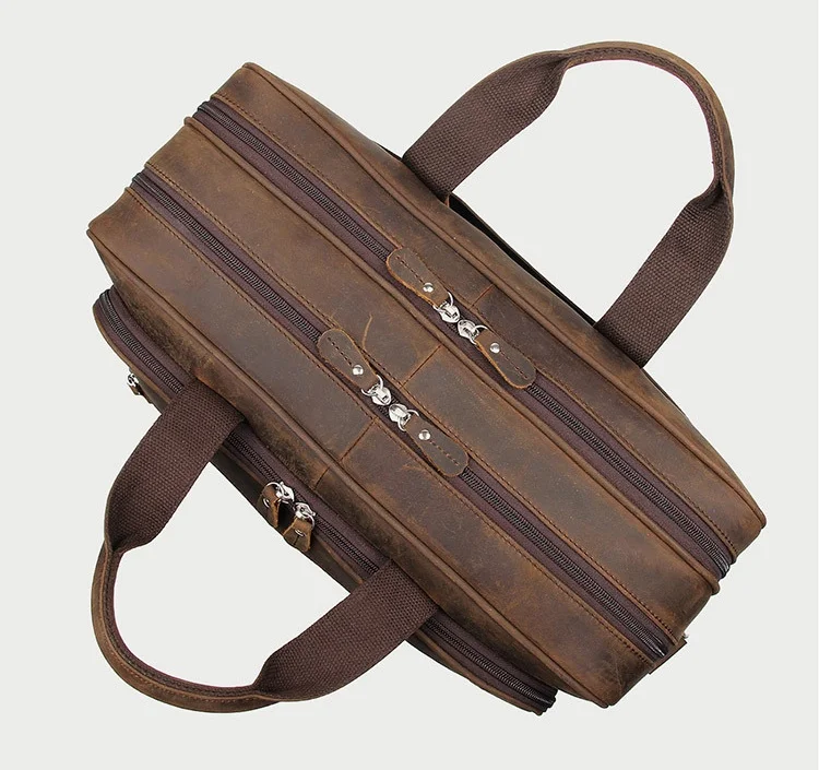 Briefcase Bag For Men Male Business Bag Vintage Designer Handbag Laptop Briefcase Crazy Horse Leather leather briefcase canvas briefcase