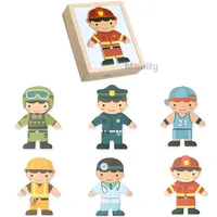 Moulty Magnetic Puzzles Bear Dress up Puzzles With Storage Case Changing 6 Suits Wooden Toys For Kids Professional Dressing Box 2