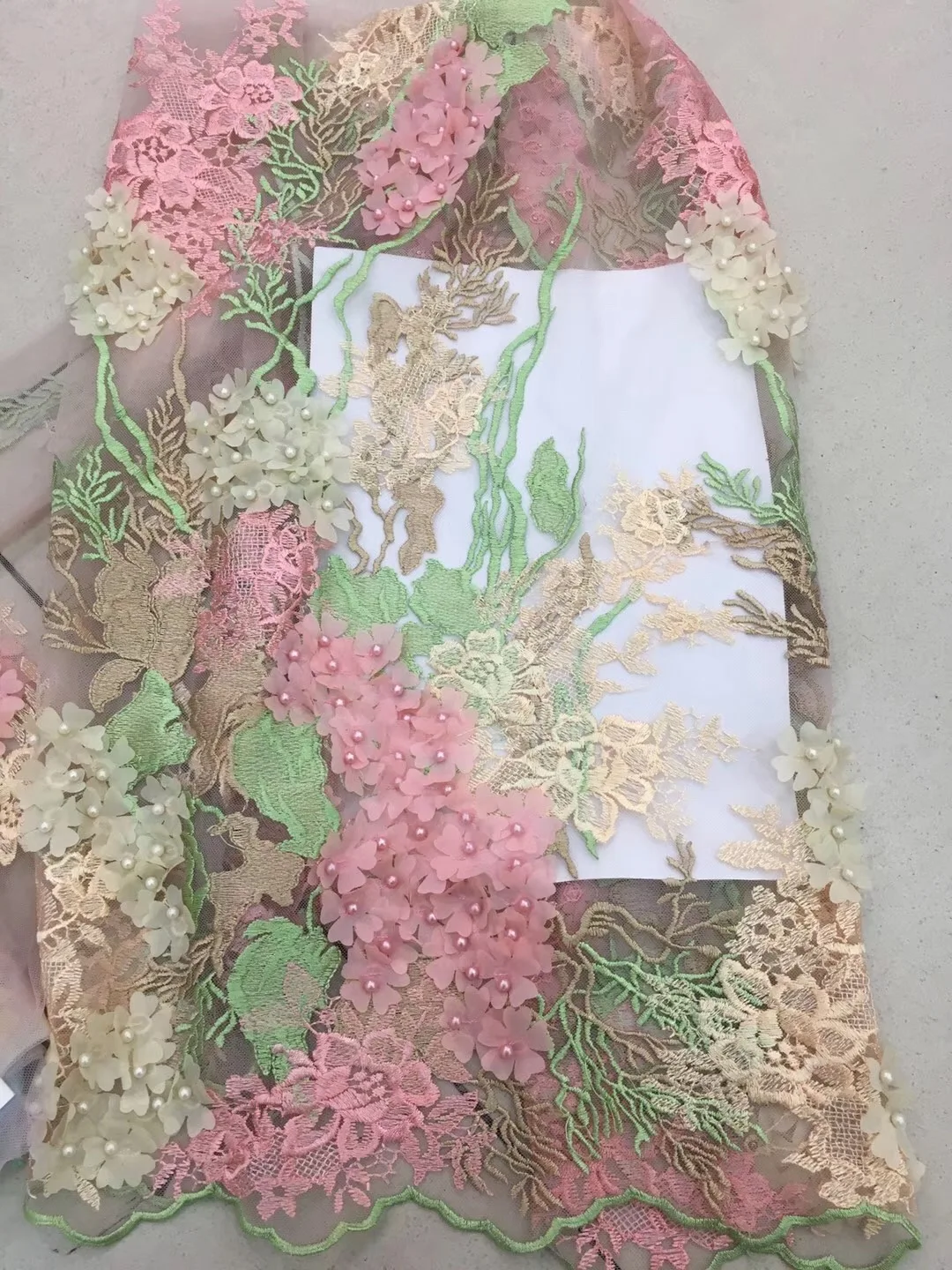 3d кружевная ткань с бусинами 5 ярдов модная фиолетовая африканская кружевная ткань Высокое качество 3d Цветочная ткань для платья RF25221 - Цвет: As Picture