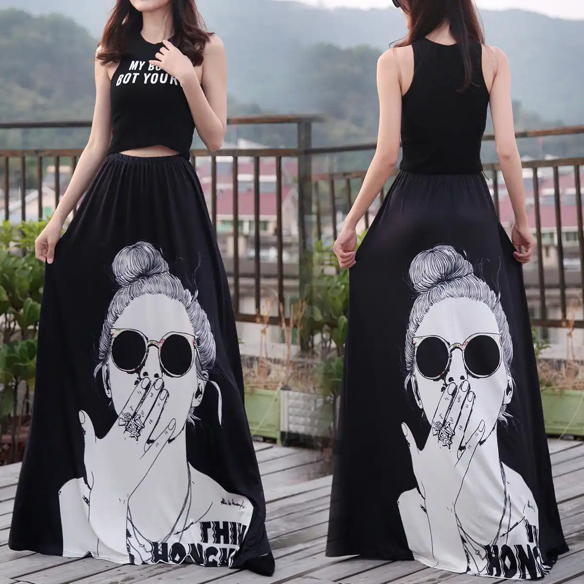 mickey mouse maxi skirt
