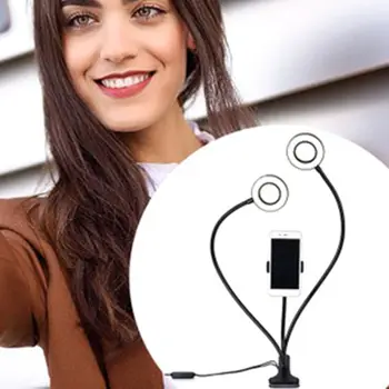 

Dual LED Fill Light with Long Arm Cell Phone Stand Holder for Live Stream Makeup Photography Ringlight