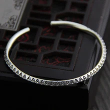 Fyla Mode женский античный Браслет-манжета из серебра 999 пробы, простой креативный браслет, Открытый браслет, ювелирное изделие 4,10 мм 13,50 г WTB062