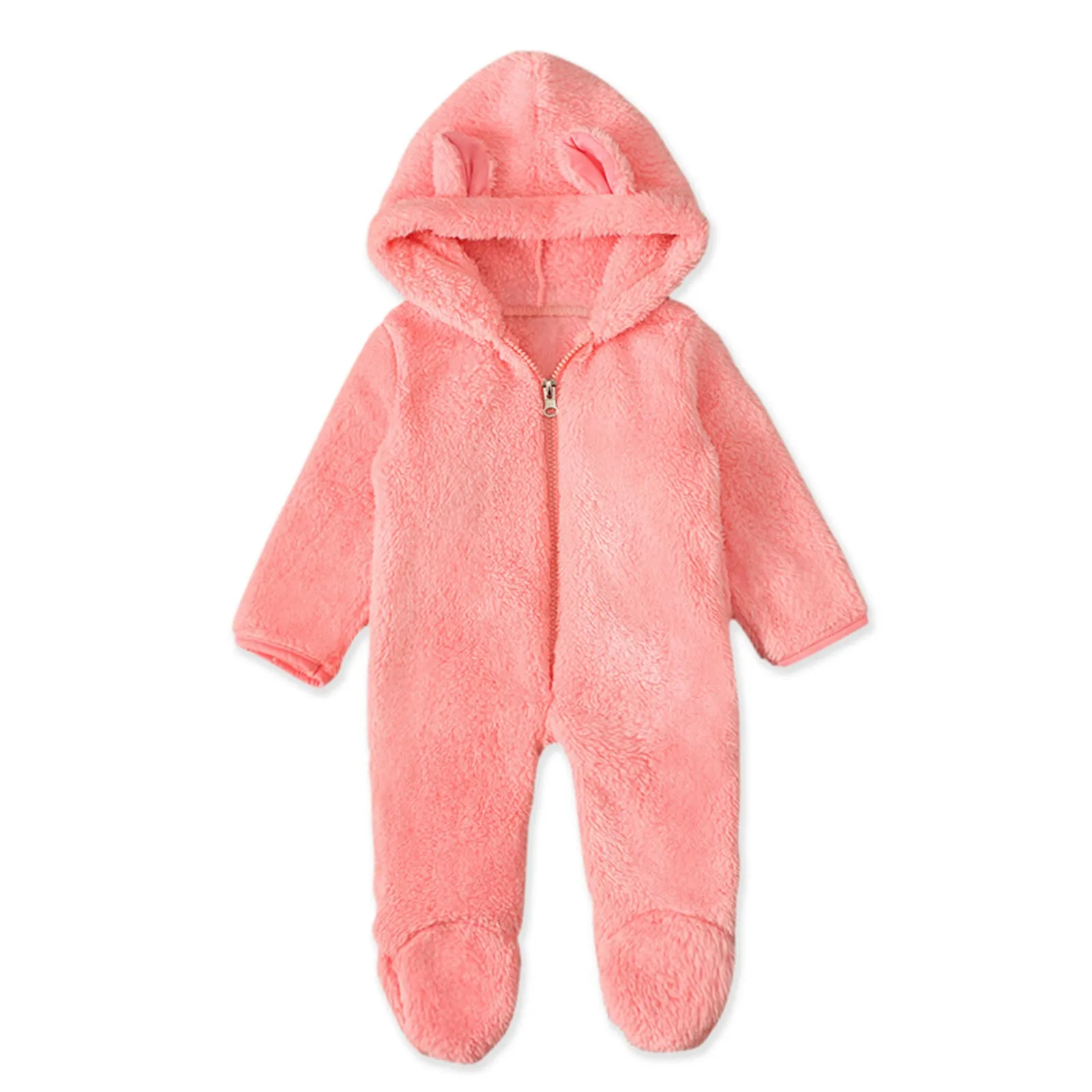 Newborn Baby Romper Winter Fleece Jumpsuit Infant Baby Girl Boy Bear Ears Footed Hooded Romper Fleece Jumpsuit Coat pour enfants baby clothes baby sleepsuit bear hooded jumpsuit