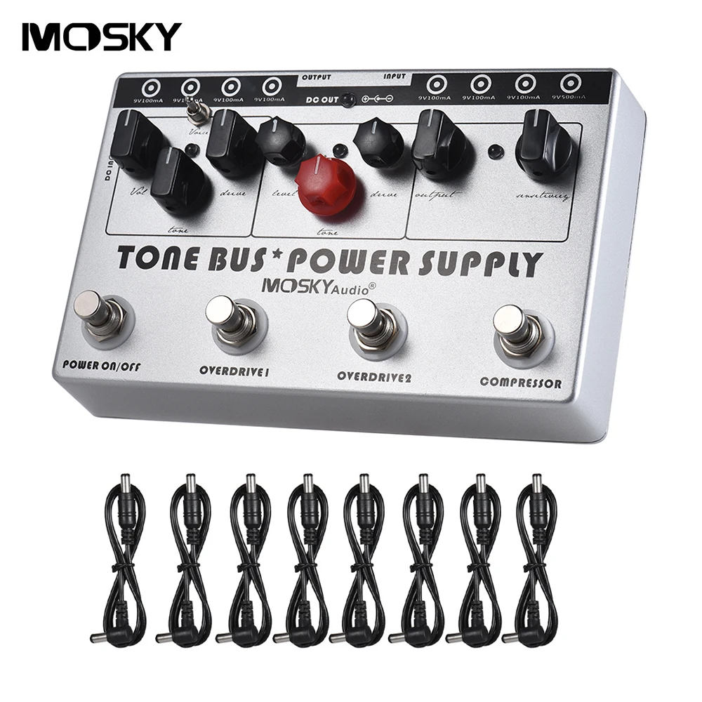 

MOSKY Electric Guitar Combined Effect 3 Effects (Compressor + Tube Overdrive + Ultimate Overdrive) + 8 Isolated DC 9VPowerSupply