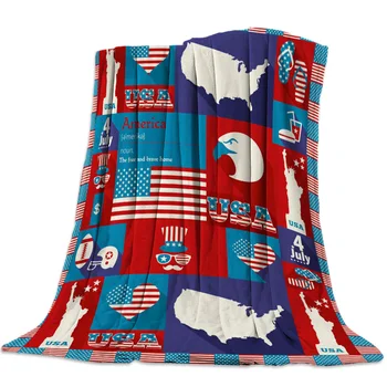 

Independence Day American Element Soft Fleece Throw Blanket Blanket Fleece Blanket Sofa/Bed/Plane Travel Plaids Bedding Towel