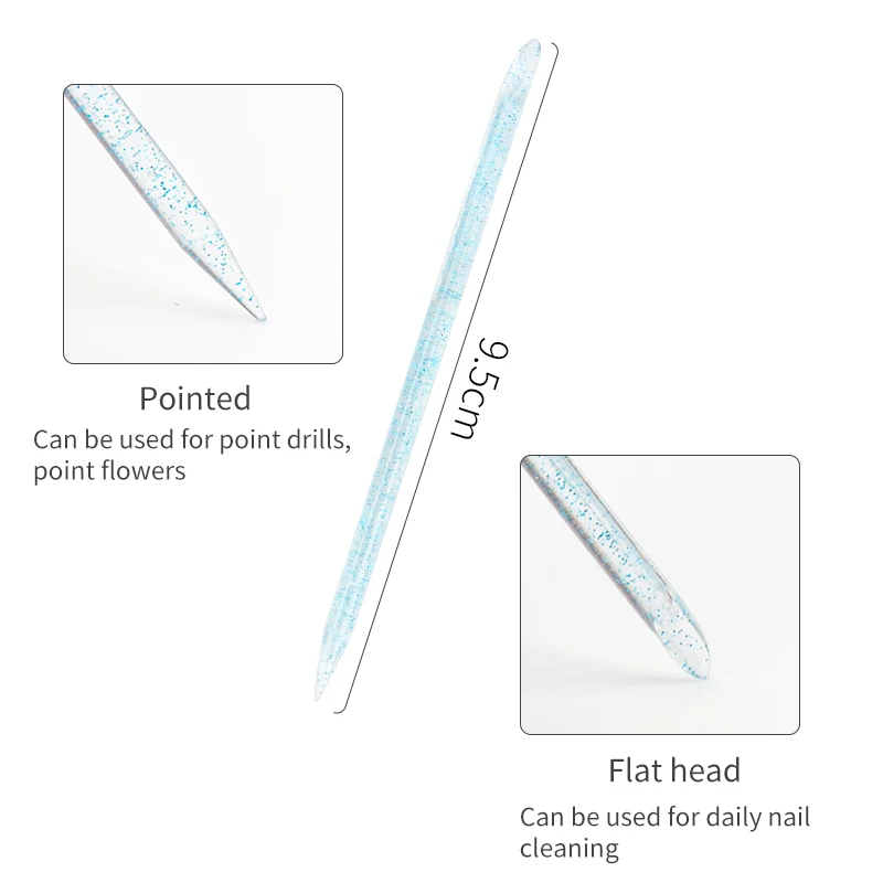 100Pcs Reusable Crystal Stick Double End Nail Art Cuticle Pusher Cuticle Remover Tool Pedicure Care Nails Manicures Dotting Tool 4