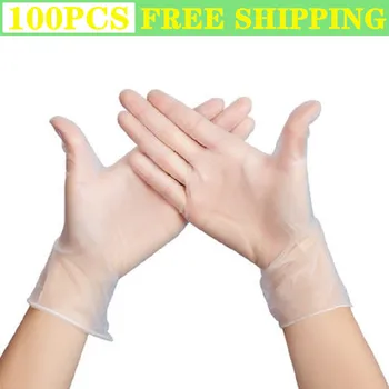 

100pcs Nitrile Gloves Disposable Protective Antistatic PVC Gloves Anti Infection Transparent Work Gloves Comfortable Waterproof