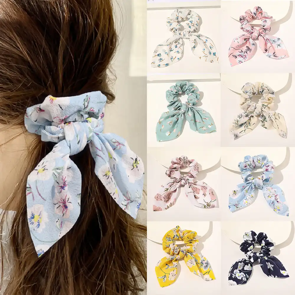 ファッション女性ウサギの耳ヘアバンド少女の弾性ヘア Scrunchies ポニーテールホルダーヘアネクタイアクセサリー卸売 レディースヘアアクセサリー Aliexpress