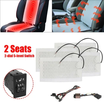 

Driving Winter Electric Car Seat Heater Universal 12V Carbon Fiber 5 Level Switch Pad Cover Cushion Warmer Safe 2 Dial Mat