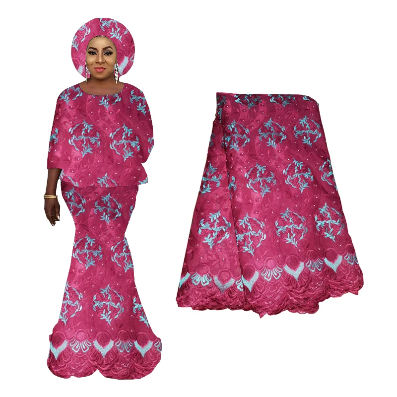 

African Lace High Quality 2019 Nigerian Beaded Lace Fabric 100% Polyester Embroidered French Tulle Lace Fabric For Woman Dress