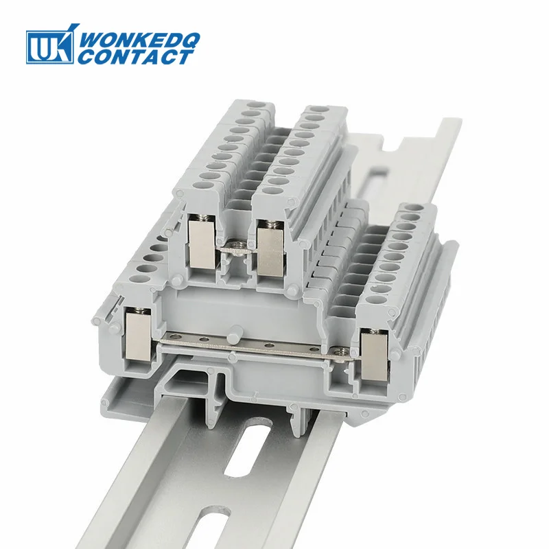 10Pcs MBKKB-2.5 Screw Double Level Din Rail Terminal Block, 2.5 mm² Wire Connector, Universal Feed-Through Plug 2 Layer MBKKB2.5