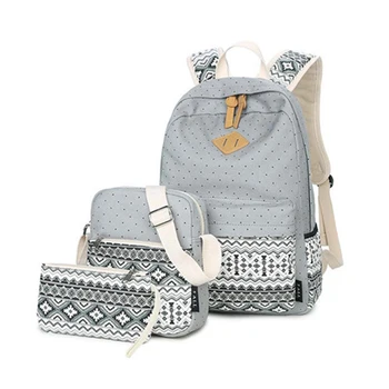 

Women Printing Canvas Backpack 3pcs College Student Children School Backpack Bags for Teenagers Girls Casual Rucksack Travel Bag