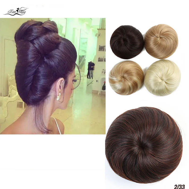 Xuanguang cabelo sintético chignon preto marrom mix cor 30g almofada de Pane de cabelo пончик-шиньон borracha extensъyes de cabelo