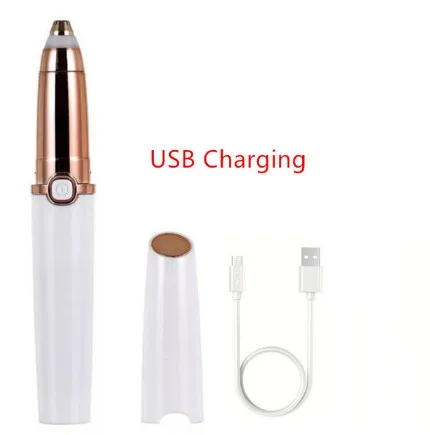 USB Перезаряжаемый Женский Триммер для бровей, губ, лица, волос, бритва, эпилятор, ручка для удаления волос, бикини, для бритья, для бровей, для формирования бровей, инструменты для красоты - Цвет: USB charge  White
