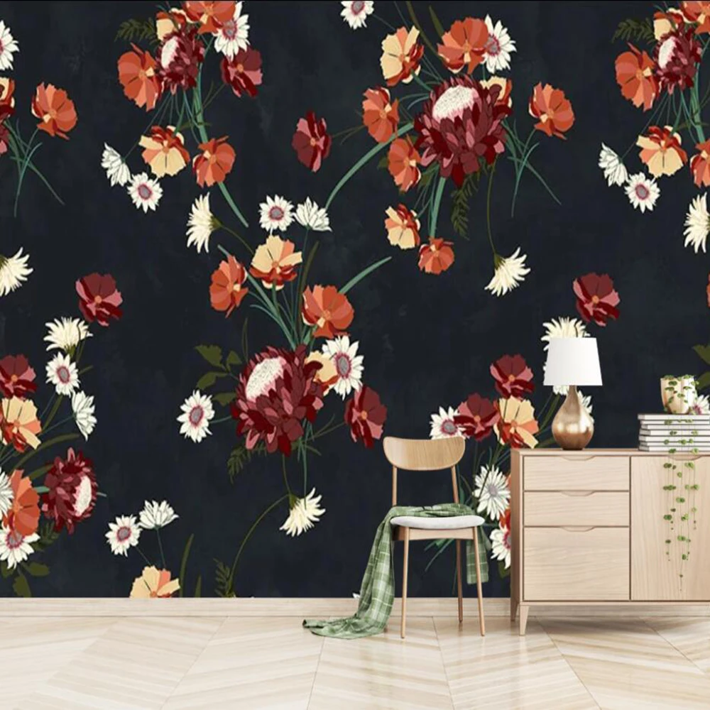 

Drop Shipping Custom Large 3D Wallpaper Murals Simple Hand-painted Flowers And Birds Tooling Wall Decoration Wallpaper Murals
