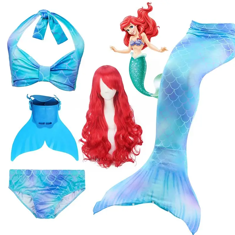 Kids-Girls-Mermaid-Tails-For-Swimming-Fin-Swimsuit-Bathing-Suit-Tail-Mermaid-Wig-for-Girls-Costume(6)