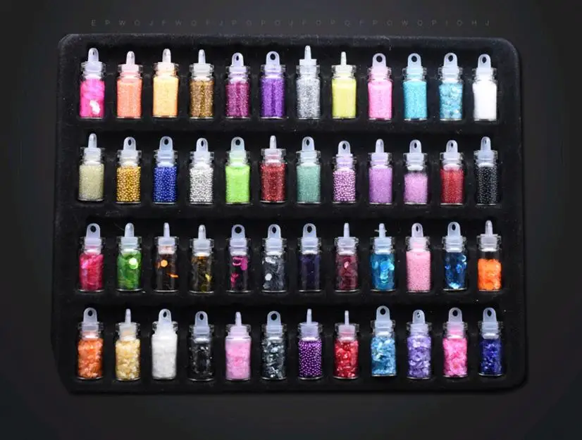 

Nail Glitter Fashion Nail Sequins Powder UV Gel Polish Manicure Tips 3D Nail Art Decorations Sequin 48Bottles/Set