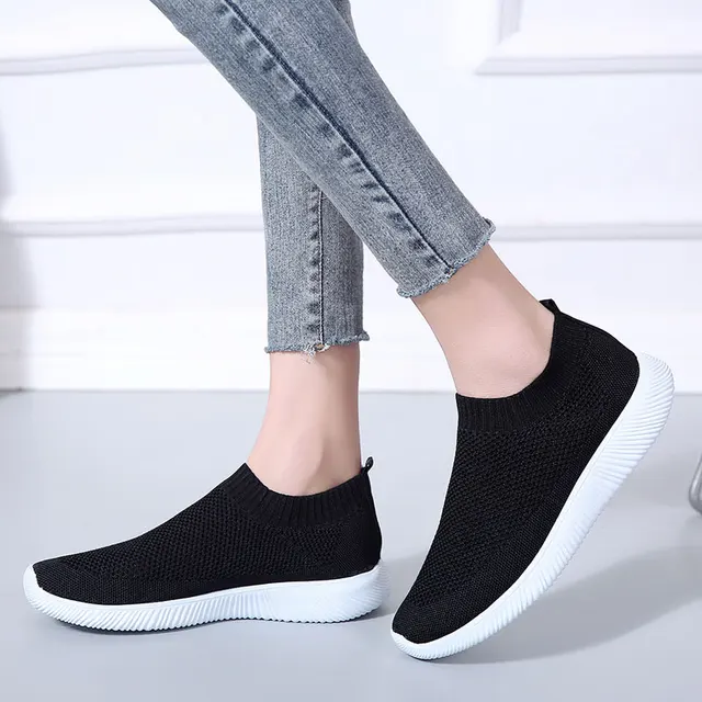 US $8.11 Women Sneakers 2019 New Women Vulcanize Shoes Knitting Women Shoes Comfort Women Flats Loafers Fema