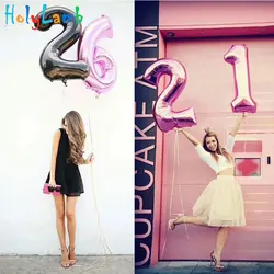 Ballon numérique en aluminium, 40 pouces, bleu, rose, décoration de fête d'anniversaire pour enfants, pour filles 