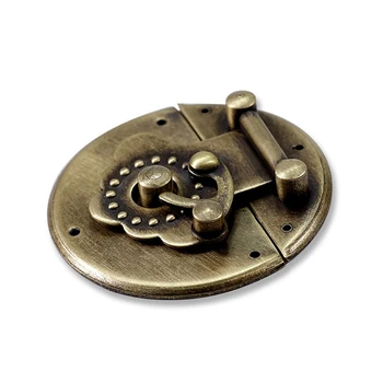 

Tiazza 1.97"/50mm Antique Vintage Small Brass Round Cabinet Box Latch Buckle Catch Clasp Case Lock Hinge Furniture Hardware Hasp