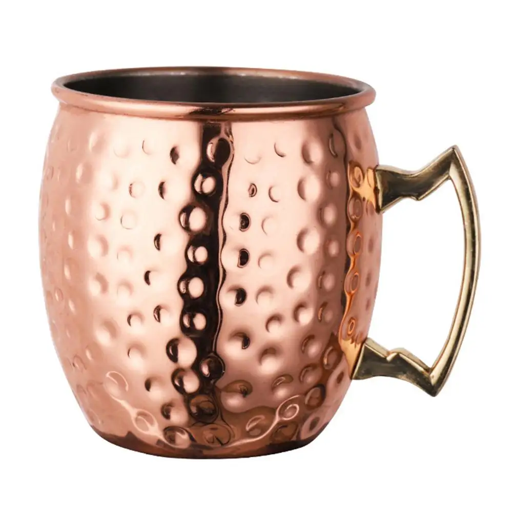 530ml 1Pcs 18 Ounces Hammered Copper Plated Moscow Mule Mug Beer Cup Coffee Cup Mug Copper Plated canecas mugs travel mug