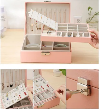 

Leather Jewelry Box Travel Jewelry Organizer Multifunction Necklace Earring Ring Storage Box Women Gifts