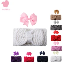 Комплект из 2 предметов, новое взрывное двойное использование, одежда для малышей, Детская очень милая комбинированная повязка для волос с бантом, детский воротник в стиле бохо, 8 цветов