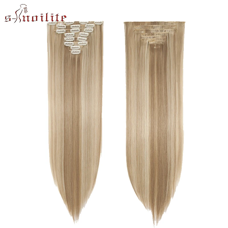 S-noilite, 23 дюйма, накладные волосы на заколках, 8 шт., длинные прямые синтетические волосы для женщин, накладные волосы, Термостойкое волокно красного цвета
