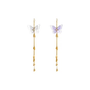 

Hyacinth gold pvc metal butterfly long earrings samson temperament stud earrings female tide
