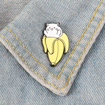 

Kat Banaan Emaille Pins Cartoon Dier Fruit Broches Badge Denim Jeans Revers Pin Leuke Kitten Decoration Gift Voor Vrienden Kids