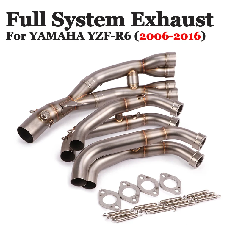 51MM Slip On For YAMAHA YZF-R6 R6 2006-2016 2012 Full Motorcycle Exhaust System Front Middle Connect Link Tube Escape Muffler - Yamaha - Racext 125