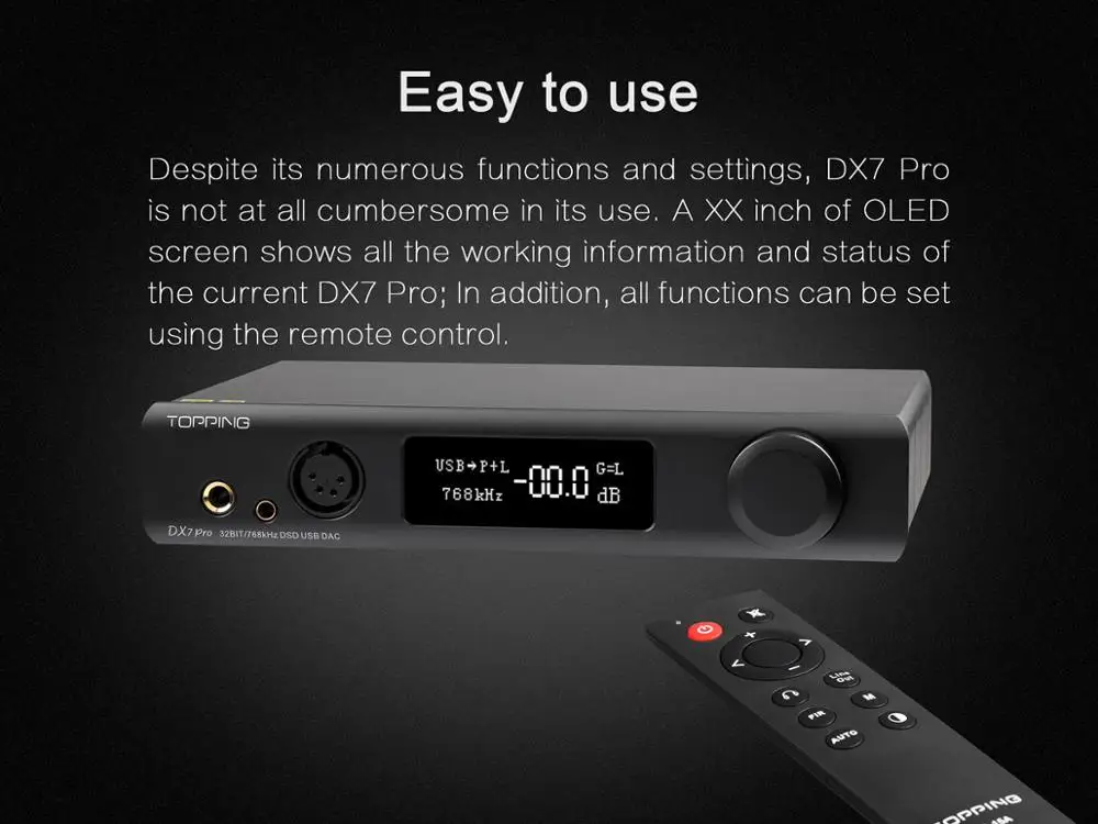 Hi Fi DAC усилитель для наушников Topping DX7 Pro Bluetooth 5 0 32 бит/768 кГц DSD1024 сбалансированный
