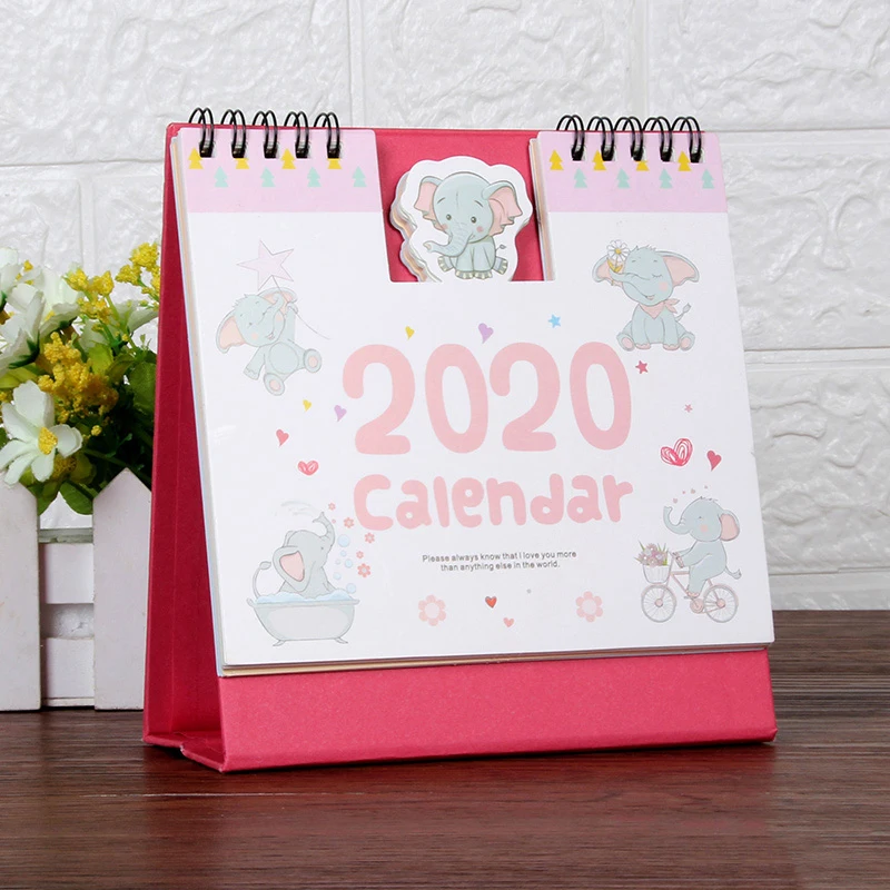 Мультяшный настольный мини-календарь, креативный мультяшный маленький календарь с животным, планирующий, офисные школьные принадлежности, Канцтовары - Цвет: Elephant