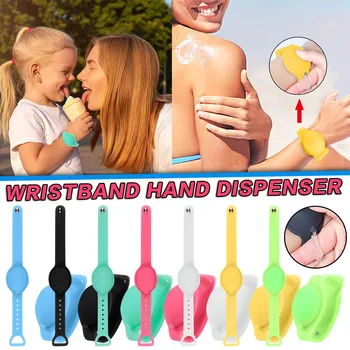 

1/3Pcs Hand Sanitizer Dispensing Silicone Pumps Disinfectant Portable Bracelet Wristband Hand Dispenser 10ML With Break Bottle