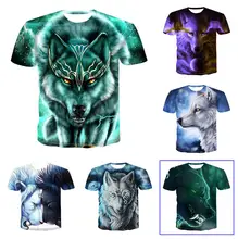 Camiseta con estampado 3D para hombre, camisa personalizada de Lobo, camisetas cortas de animales, novedad de verano, 2020